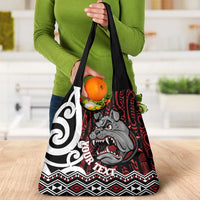Personalised Aotearoa Bulldog Grocery Bag New Zealand Maori Taniko Art