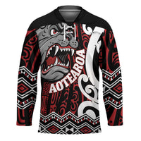 Personalised Aotearoa Bulldog Hockey Jersey New Zealand Maori Taniko Art LT14 Unisex Red - Polynesian Pride