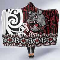 Personalised Aotearoa Bulldog Hooded Blanket New Zealand Maori Taniko Art