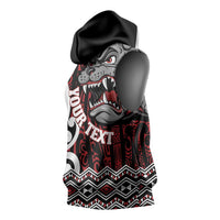 Personalised Aotearoa Bulldog Sleeveless Hoodie New Zealand Maori Taniko Art - Polynesian Pride