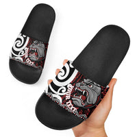 Personalised Aotearoa Bulldog Slide Sandals New Zealand Maori Taniko Art - Polynesian Pride