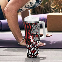 Personalised Aotearoa Bulldog Tumbler With Handle New Zealand Maori Taniko Art LT14 - Polynesian Pride