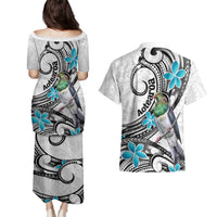Aotearoa Te Ika-a-Maui Couples Matching Puletasi and Hawaiian Shirt South Island Kekeru Maori Koru LT14 - Polynesian Pride