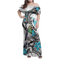 Aotearoa Te Ika-a-Maui Family Matching Off Shoulder Maxi Dress and Hawaiian Shirt South Island Kekeru Maori Koru
