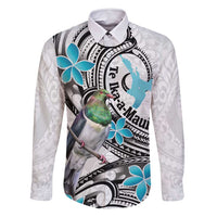 Aotearoa Te Ika-a-Maui Family Matching Summer Maxi Dress and Hawaiian Shirt South Island Kekeru Maori Koru LT14 Dad's Shirt - Long Sleeve White - Polynesian Pride