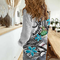 Aotearoa Te Ika-a-Maui Women Casual Shirt South Island Kekeru Maori Koru LT14 - Polynesian Pride