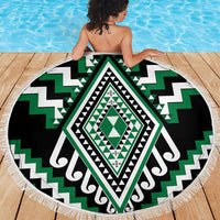 Green Aotearoa Taniko Poutama Patikitiki Beach Blanket