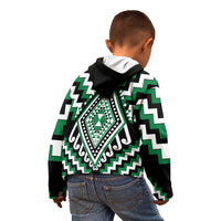 Green Aotearoa Taniko Poutama Patikitiki Kid Hoodie