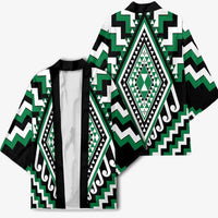 Green New Zealand Taniko Poutama Patikitiki Kimono - Polynesian Pride