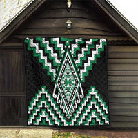 Green Aotearoa Taniko Poutama Patikitiki Quilt