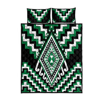 Green Aotearoa Taniko Poutama Patikitiki Quilt Bed Set