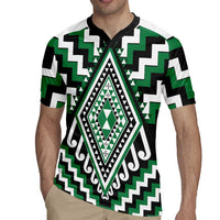 Green Aotearoa Taniko Poutama Patikitiki Rugby Jersey LT14 - Polynesian Pride