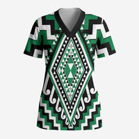 Green Aotearoa Taniko Poutama Patikitiki Scrub Top - Polynesian Pride