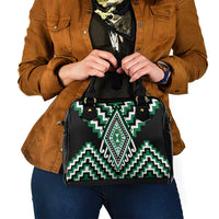 Green Aotearoa Taniko Poutama Patikitiki Shoulder Handbag