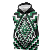 Green New Zealand Taniko Poutama Patikitiki Sleeveless Hoodie - Polynesian Pride