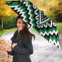 Green New Zealand Taniko Poutama Patikitiki Umbrella - Polynesian Pride