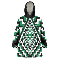 Green Aotearoa Taniko Poutama Patikitiki Wearable Blanket Hoodie