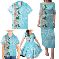 Cook Islands Tiare Maori With Conch Shell Family Matching Puletasi and Hawaiian Shirt Pasifika Fest Polynesian Tattoo Turquoise