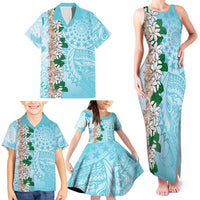 Cook Islands Tiare Maori With Conch Shell Family Matching Tank Maxi Dress and Hawaiian Shirt Pasifika Fest Polynesian Tattoo Turquoise LT14 - Polynesian Pride