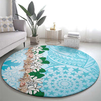 Cook Islands Tiare Maori With Conch Shell Round Carpet Pasifika Fest Polynesian Tattoo Turquoise