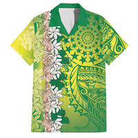 Cook Islands Tiare Maori With Conch Shell Family Matching Off Shoulder Short Dress and Hawaiian Shirt Pasifika Fest Polynesian Tattoo Green LT14 Dad's Shirt - Short Sleeve Green - Polynesian Pride