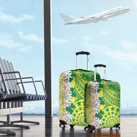 Cook Islands Tiare Maori With Conch Shell Luggage Cover Pasifika Fest Polynesian Tattoo Green