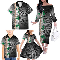 Cook Islands Tiare Maori With Conch Shell Family Matching Off The Shoulder Long Sleeve Dress and Hawaiian Shirt Pasifika Fest Polynesian Tattoo Black LT14 - Polynesian Pride