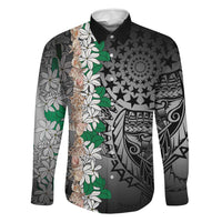Cook Islands Tiare Maori With Conch Shell Family Matching Off Shoulder Maxi Dress and Hawaiian Shirt Pasifika Fest Polynesian Tattoo Black