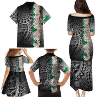 Cook Islands Tiare Maori With Conch Shell Family Matching Puletasi and Hawaiian Shirt Pasifika Fest Polynesian Tattoo Black