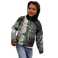 Cook Islands Tiare Maori With Conch Shell Kid Hoodie Pasifika Fest Polynesian Tattoo Black