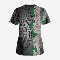 Cook Islands Tiare Maori With Conch Shell Scrub Top Pasifika Fest Polynesian Tattoo Black