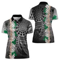 Cook Islands Tiare Maori With Conch Shell Women Polo Shirt Pasifika Fest Polynesian Tattoo Black LT14 - Polynesian Pride