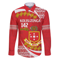 Personalised Kolisi Tonga College Atele Family Matching Off The Shoulder Long Sleeve Dress and Hawaiian Shirt Mate Maa Tonga 142 Years Anniversary