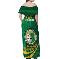 Personalised Tonga Liahona-Saineha High School Off Shoulder Maxi Dress Happy 76 Years Anniversary LT14 - Polynesian Pride