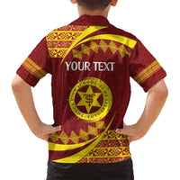 Personalised Tonga High School Family Matching Off Shoulder Maxi Dress and Hawaiian Shirt Happy 77 Years Anniversary LT14 - Polynesian Pride