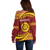 Personalised Tonga High School Off Shoulder Sweater Happy 77 Years Anniversary LT14 - Polynesian Pride