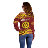 Personalised Tonga High School Off Shoulder Sweater Happy 77 Years Anniversary LT14 - Polynesian Pride