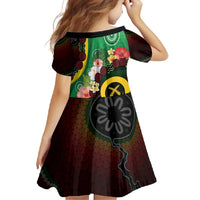 Long God Yumi Stanap Vanuatu Family Matching Long Sleeve Bodycon Dress and Hawaiian Shirt Tropical Flowers Aboriginal Pattern