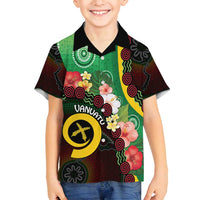 Long God Yumi Stanap Vanuatu Family Matching Long Sleeve Bodycon Dress and Hawaiian Shirt Tropical Flowers Aboriginal Pattern