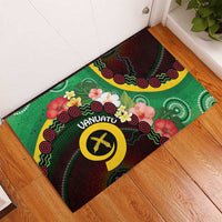 Long God Yumi Stanap Vanuatu Rubber Doormat Tropical Flowers Aboriginal Pattern