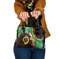 Long God Yumi Stanap Vanuatu Shoulder Handbag Tropical Flowers Aboriginal Pattern