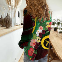 Long God Yumi Stanap Vanuatu Women Casual Shirt Tropical Flowers Aboriginal Pattern LT14 - Polynesian Pride