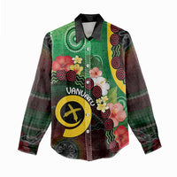 Long God Yumi Stanap Vanuatu Women Casual Shirt Tropical Flowers Aboriginal Pattern LT14 - Polynesian Pride