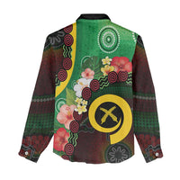 Long God Yumi Stanap Vanuatu Women Casual Shirt Tropical Flowers Aboriginal Pattern LT14 - Polynesian Pride