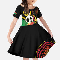 Tamtam Drum Vanuatu Family Matching Long Sleeve Bodycon Dress and Hawaiian Shirt Boar Tusk Aboriginal Flag Style