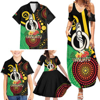 Tamtam Drum Vanuatu Family Matching Summer Maxi Dress and Hawaiian Shirt Boar Tusk Aboriginal Flag Style