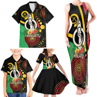 Tamtam Drum Vanuatu Family Matching Tank Maxi Dress and Hawaiian Shirt Boar Tusk Aboriginal Flag Style