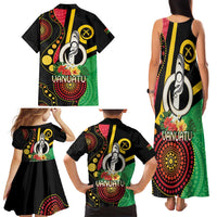 Tamtam Drum Vanuatu Family Matching Tank Maxi Dress and Hawaiian Shirt Boar Tusk Aboriginal Flag Style