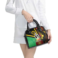 Tamtam Drum Vanuatu Shoulder Handbag Boar Tusk Aboriginal Flag Style