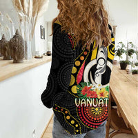Tamtam Drum Vanuatu Women Casual Shirt Boar Tusk Aboriginal Flag Style LT14 - Polynesian Pride